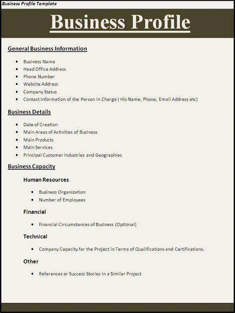 Business Profile Template | Free Word Templates
